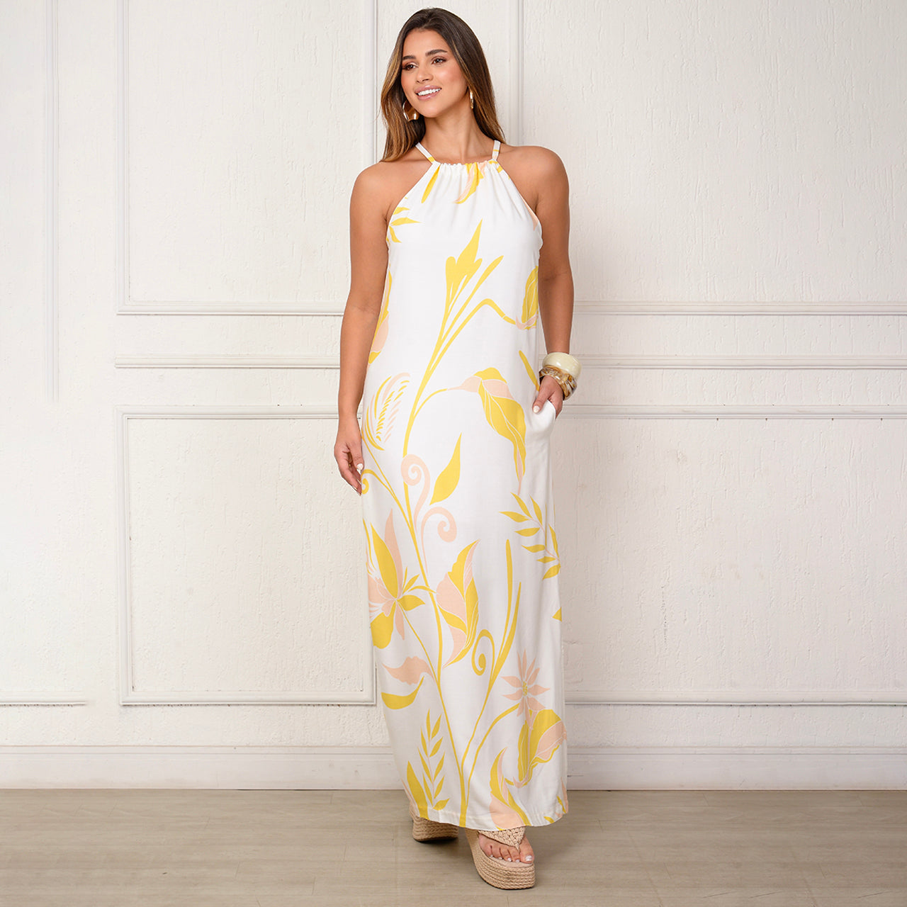 Vestido Sabrina – Longo com Amarração no Pescoço Estampados