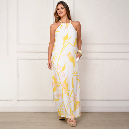 Vestido Sabrina – Longo com Amarração no Pescoço Estampados