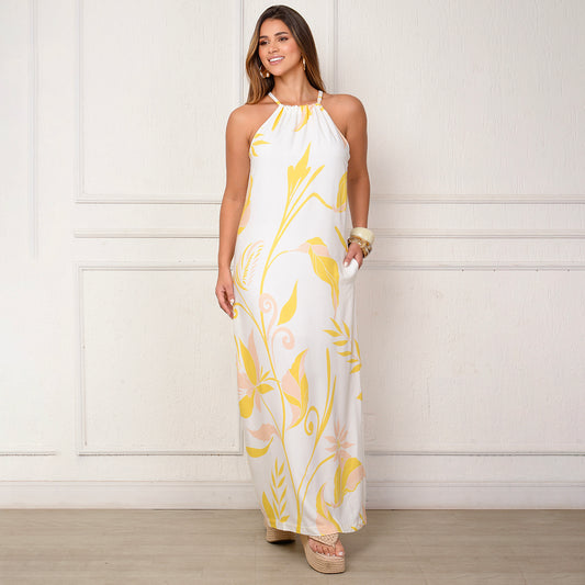 Vestido Sabrina – Longo com Amarração no Pescoço Estampados