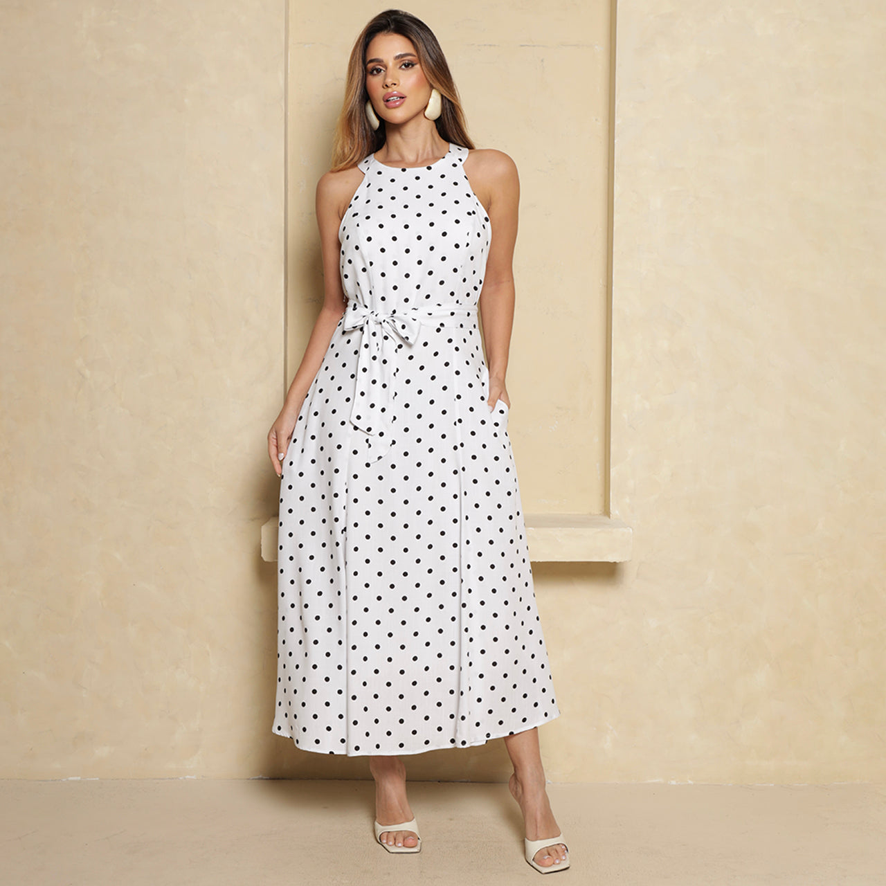 Vestido Longo Agatha BBonnie Feminino com Bolsos Poa