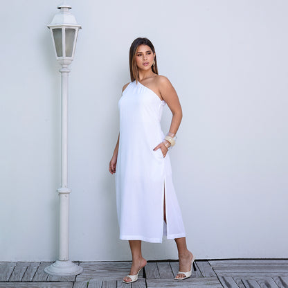 Vestido Midi Ombro Só BBonnie Leticia Branco