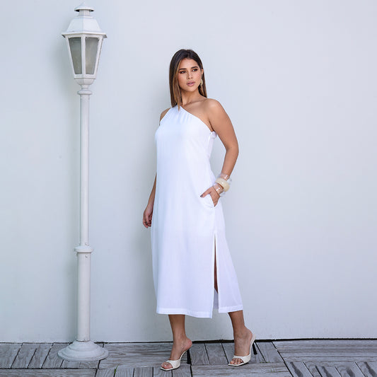 Vestido Midi Ombro Só BBonnie Leticia Branco