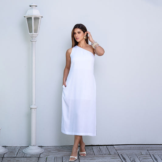 Vestido Midi Ombro Só BBonnie Leticia Branco