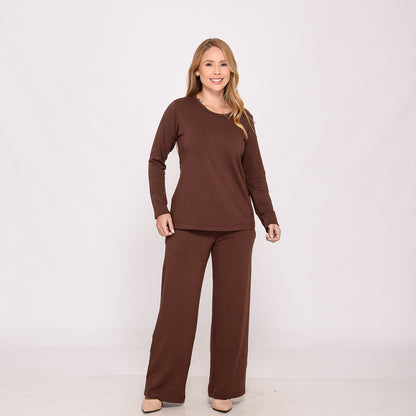 Conjunto Calça e Blusa de Moletinho BBonnie Milena Marrom