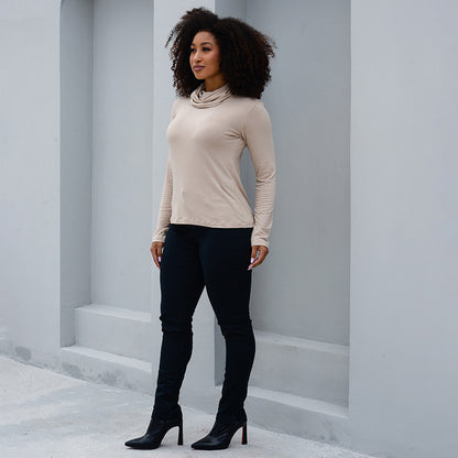 Blusa Gola Rolê Manga Longa BBonnie Lorena Bege