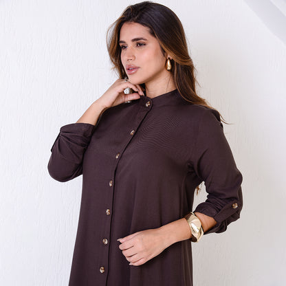 Vestido Chemise Botões M/C BBonnie Rebeca Marrom
