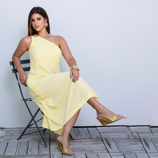Vestido Midi Ombro Só BBonnie Leticia Amarelo