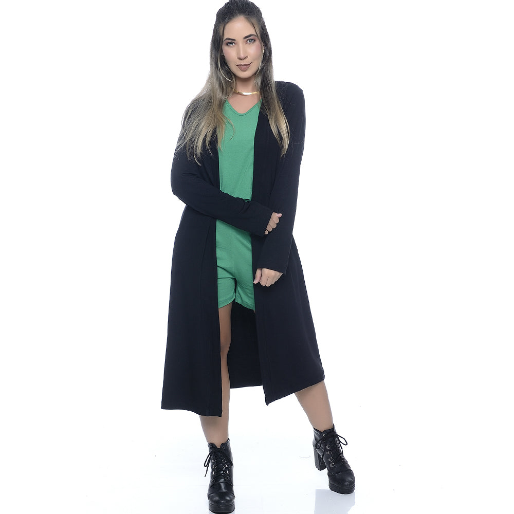 Cardigan Longo Feminino M/L BBonnie Kira Preto B'Bonnie