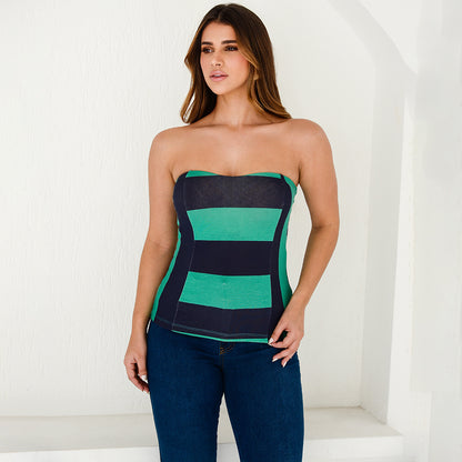 Blusa Tomara que Caia com Bojo BBonnie Cristal Listrado Verde