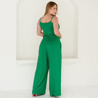 Macacão Longo Alças Finas BBonnie Marina Verde Bandeira