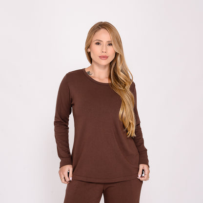 Conjunto Calça e Blusa de Moletinho BBonnie Milena Marrom