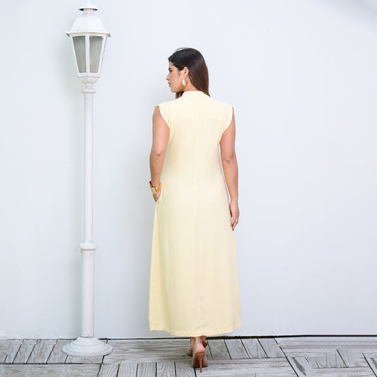 Vestido Chemise Midi Botões M/C BBonnie Sienna Amarelo
