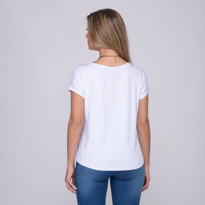 Blusa M/C Decote V BBonnie Ioná Branco