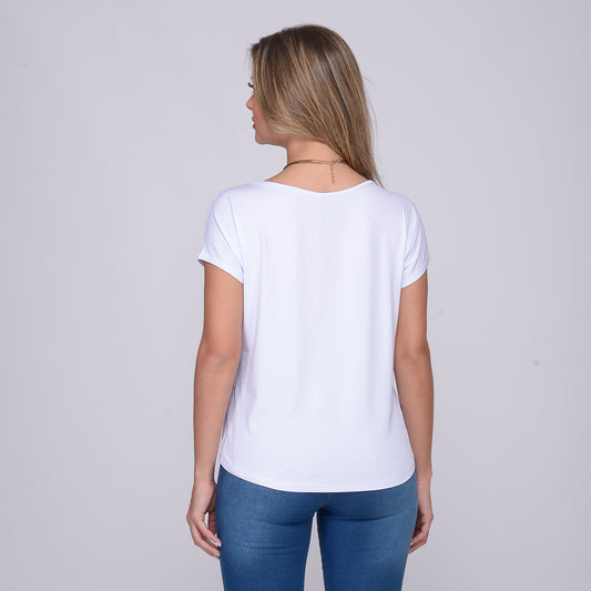 Blusa M/C Decote V BBonnie Ioná Branco