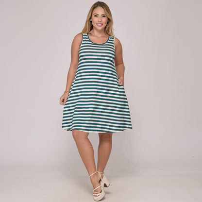 Vestido Curto Trapézio Sem Manga BBonnie Sophia Estampados