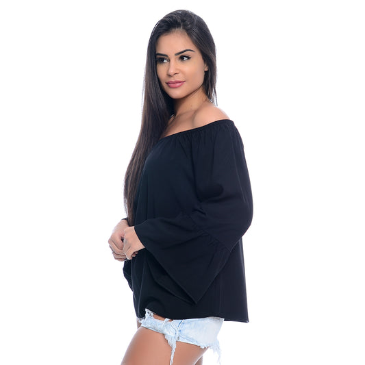 Blusa Ciganinha M/L Flare BBonnie Ligya Preto
