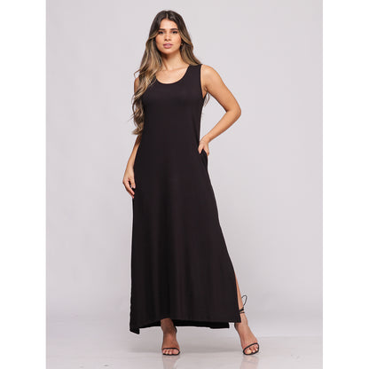 Vestido com Fendas Laterais  BBonnie Catarina Preto