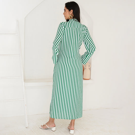 Vestido Chemise Botões M/L B’Bonnie Valentina Listra Verde