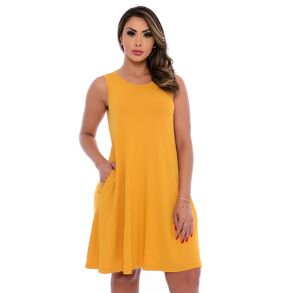 Vestido Curto Trapézio Sem Manga BBonnie Sophia