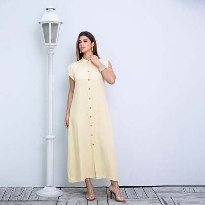Vestido Chemise Midi Botões M/C BBonnie Sienna Amarelo