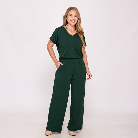 Macacão Feminino C/ Decote Nas Costas BBonnie Cecília Verde Musgo