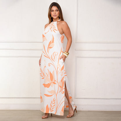 Vestido Sabrina – Longo com Amarração no Pescoço Estampados