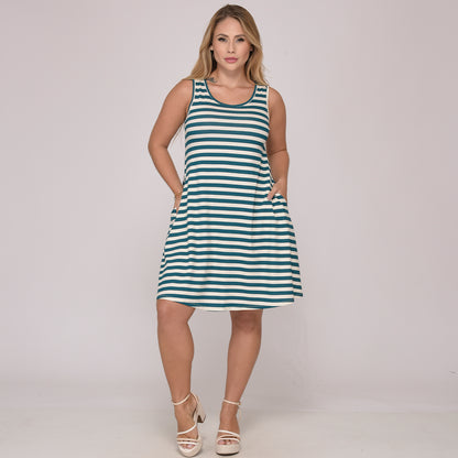 Vestido Curto Trapézio Sem Manga BBonnie Sophia Estampados