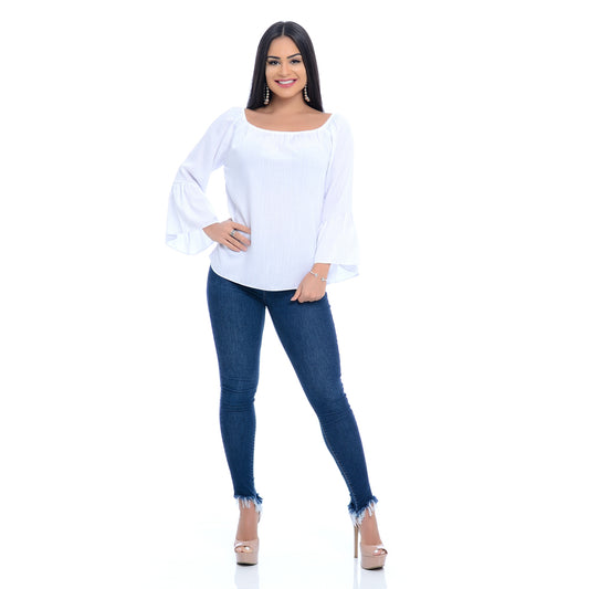 Blusa Ciganinha M/L Flare BBonnie Ligya Off White