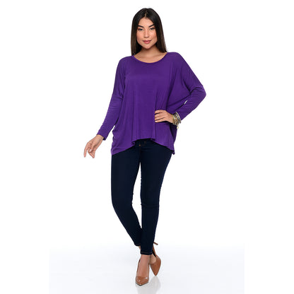 Blusa Quadrada M/L Decote Canoa BBonnie Helô Roxo