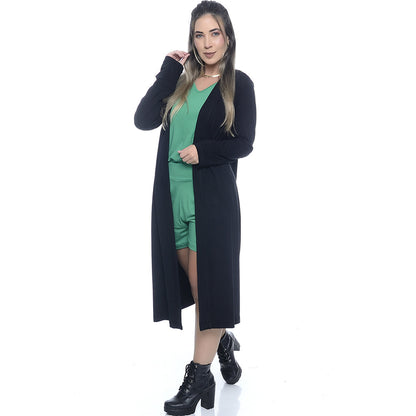 Cardigan Longo Feminino M/L BBonnie Kira Preto B'Bonnie