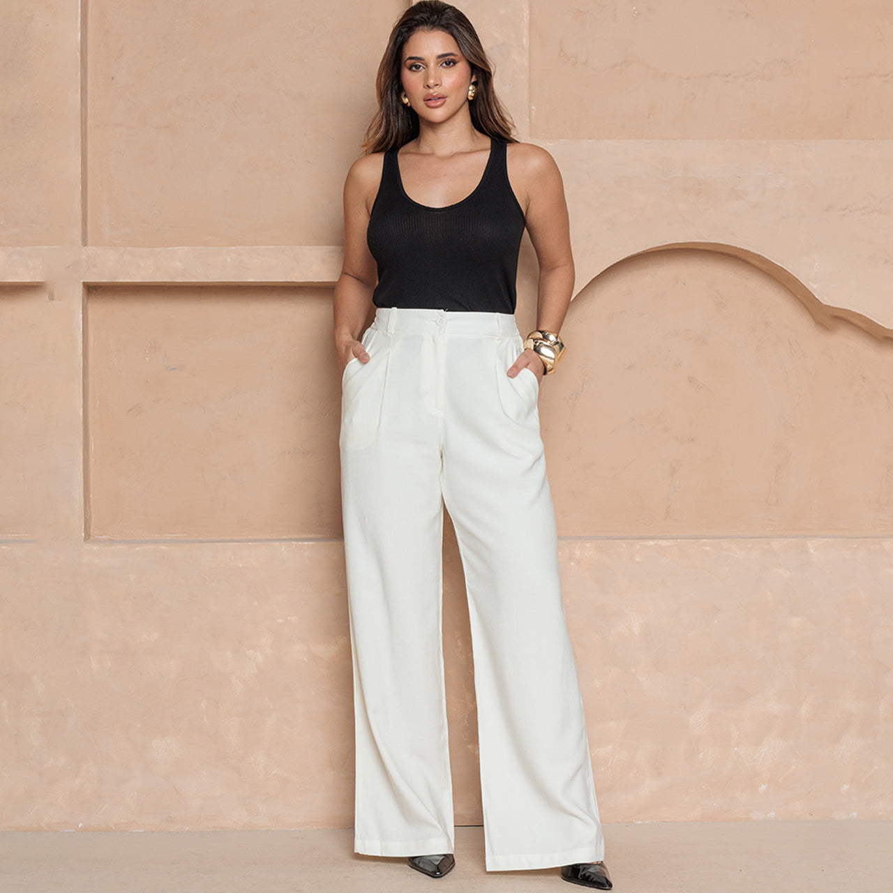 Calça Julia – Pantalona com Bolsos – BBonnie Preto B'Bonnie