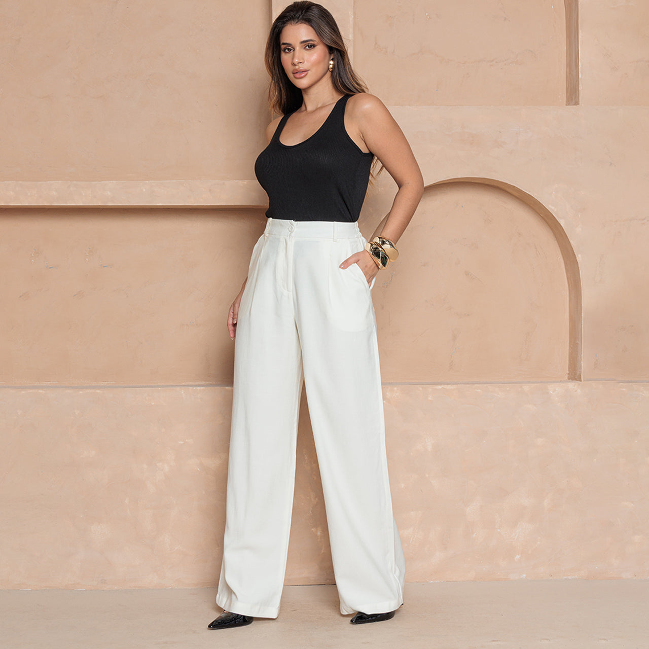 Calça Julia – Pantalona com Bolsos – BBonnie Preto B'Bonnie