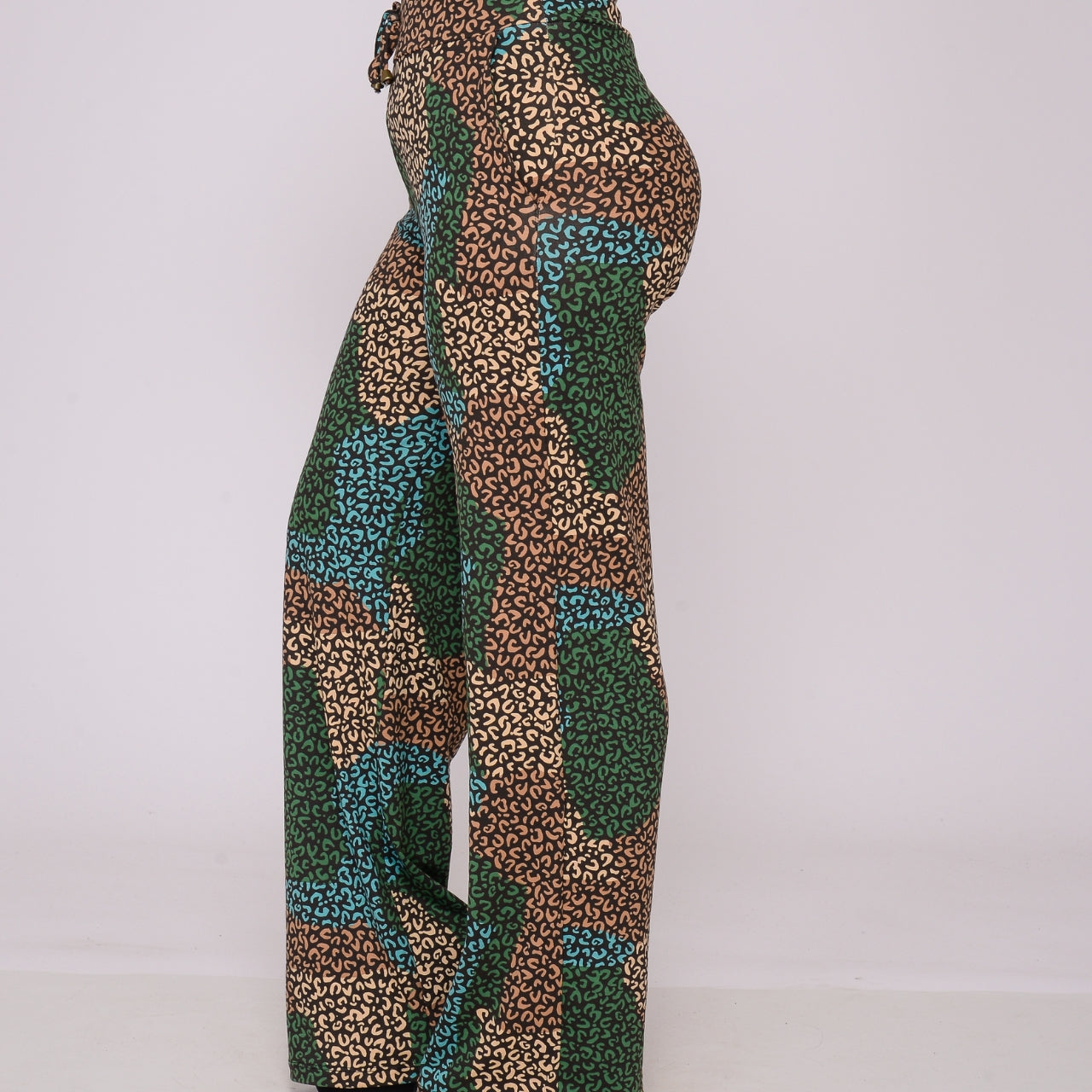 Calça Pantalona Cós largo Bolsos BBonnie Jane Estampa Verde