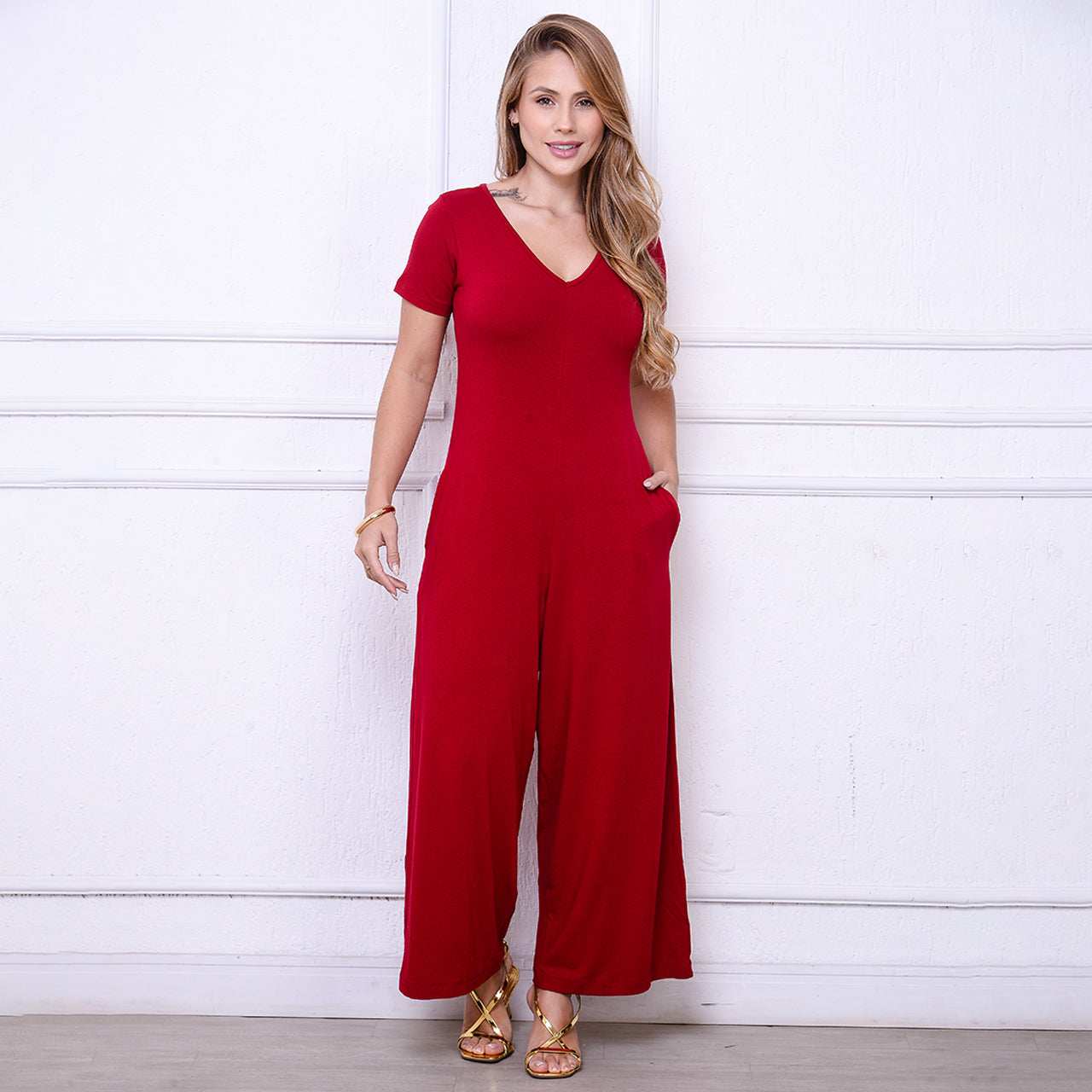 Macacão Pantalona M/C Bolsos BBonnie Esther