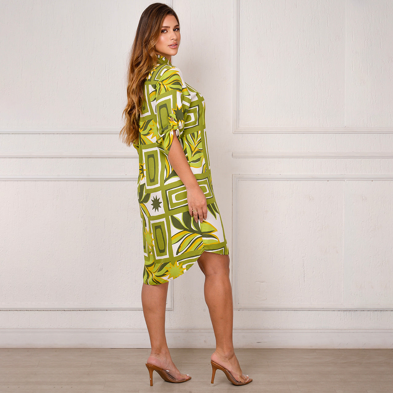 Vestido Chemise Botões M/C BBonnie Vitória Estampados