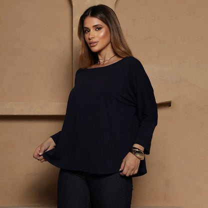 Blusa Amelia BBonnie Feminina Manga 3/4 em Malha Viscolycra Off White