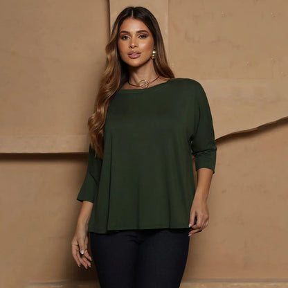 Blusa Amelia BBonnie Feminina Manga 3/4 em Malha Viscolycra Off White