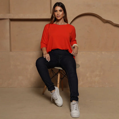 Blusa Amelia BBonnie Feminina Manga 3/4 em Malha Viscolycra Off White