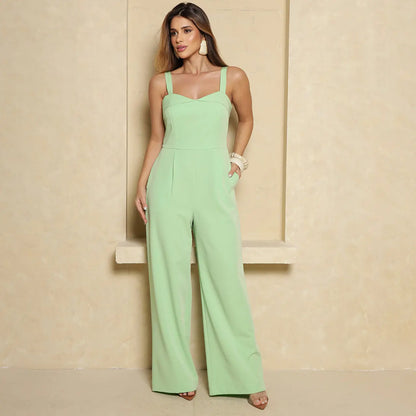 Macacão Iris BBonnie Feminino Pantalona de Alfaiataria com Alças
