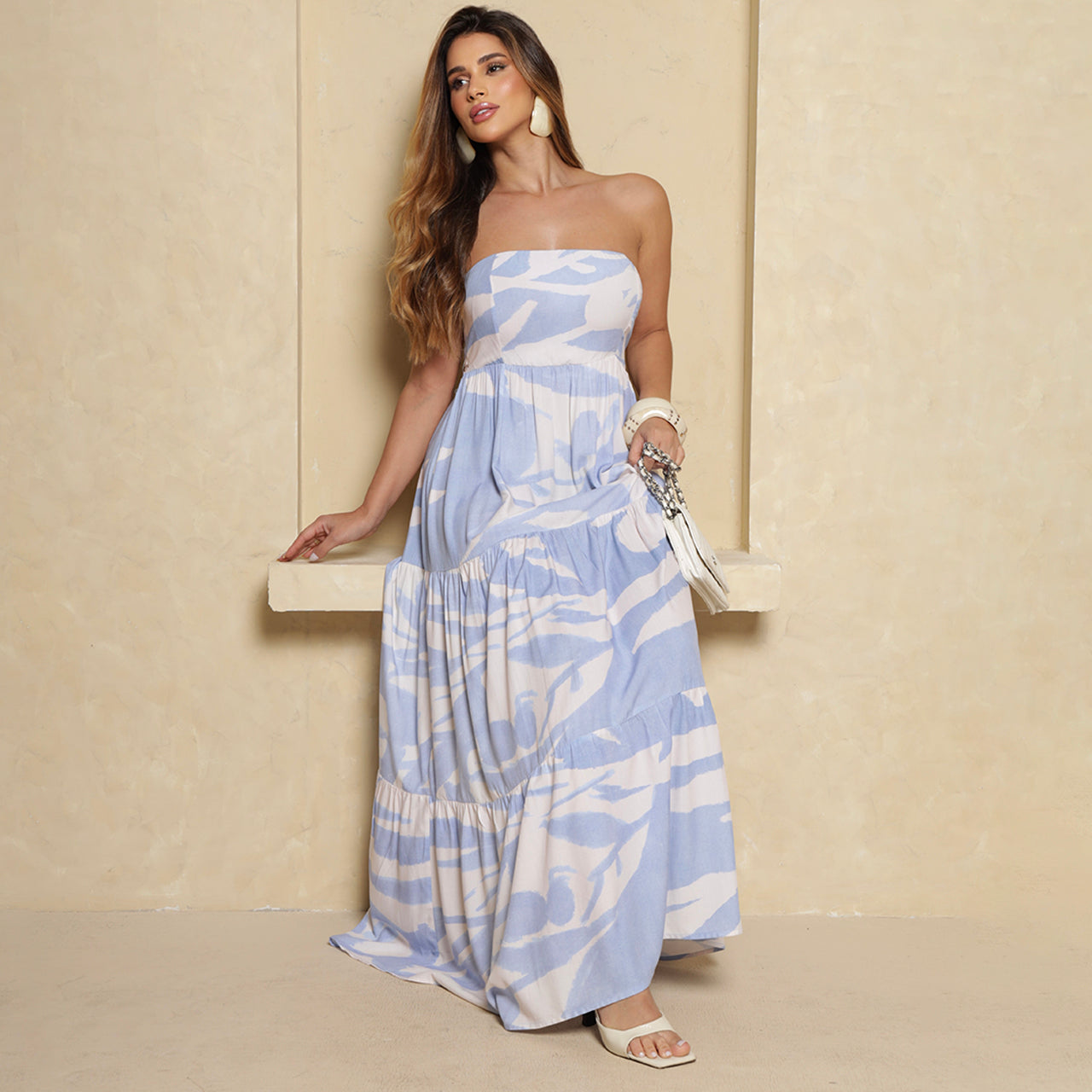 Vestido Longo Flor BBonnie Feminino Tomara que Caia Estampados