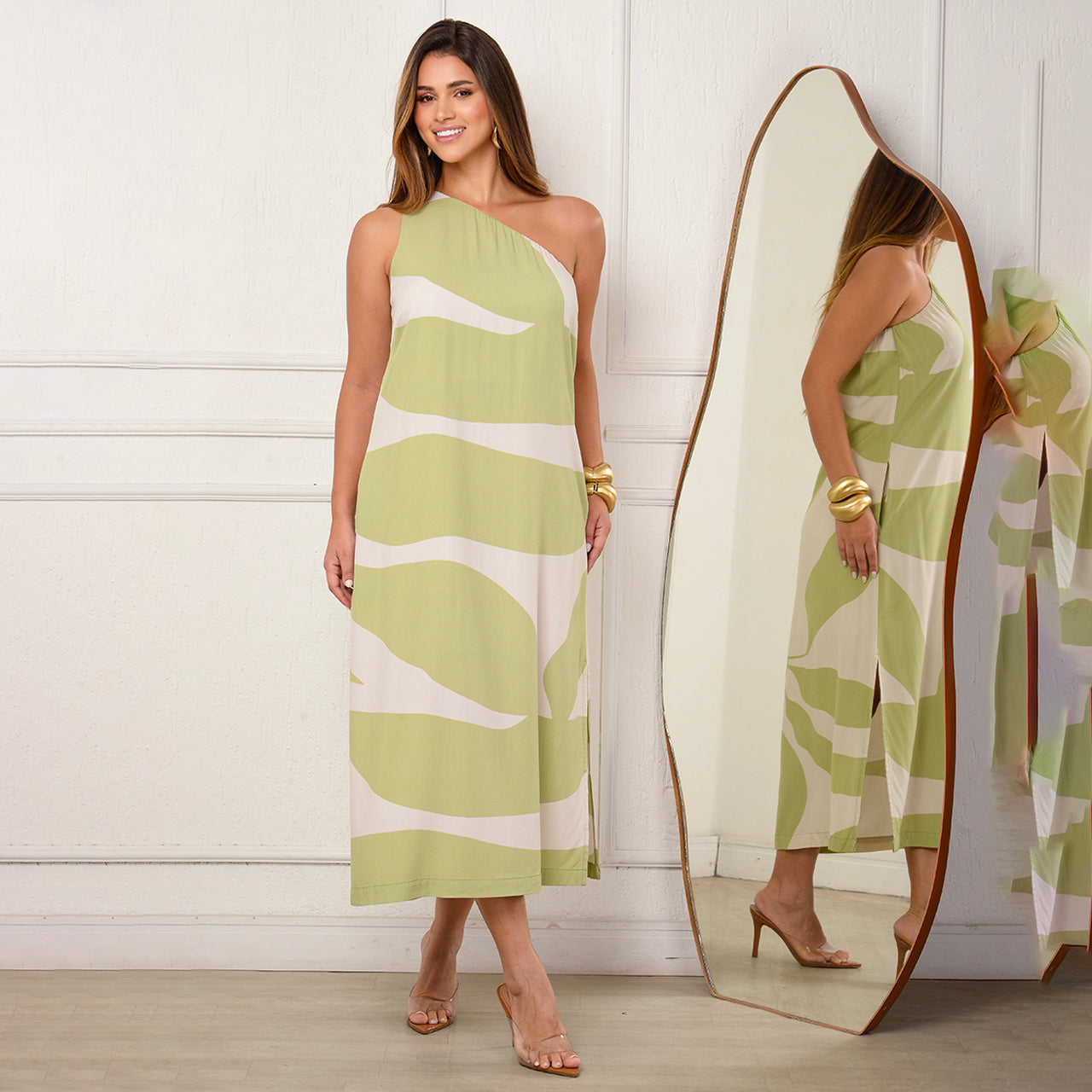 Vestido Midi Ombro Só BBonnie Leticia Estampados