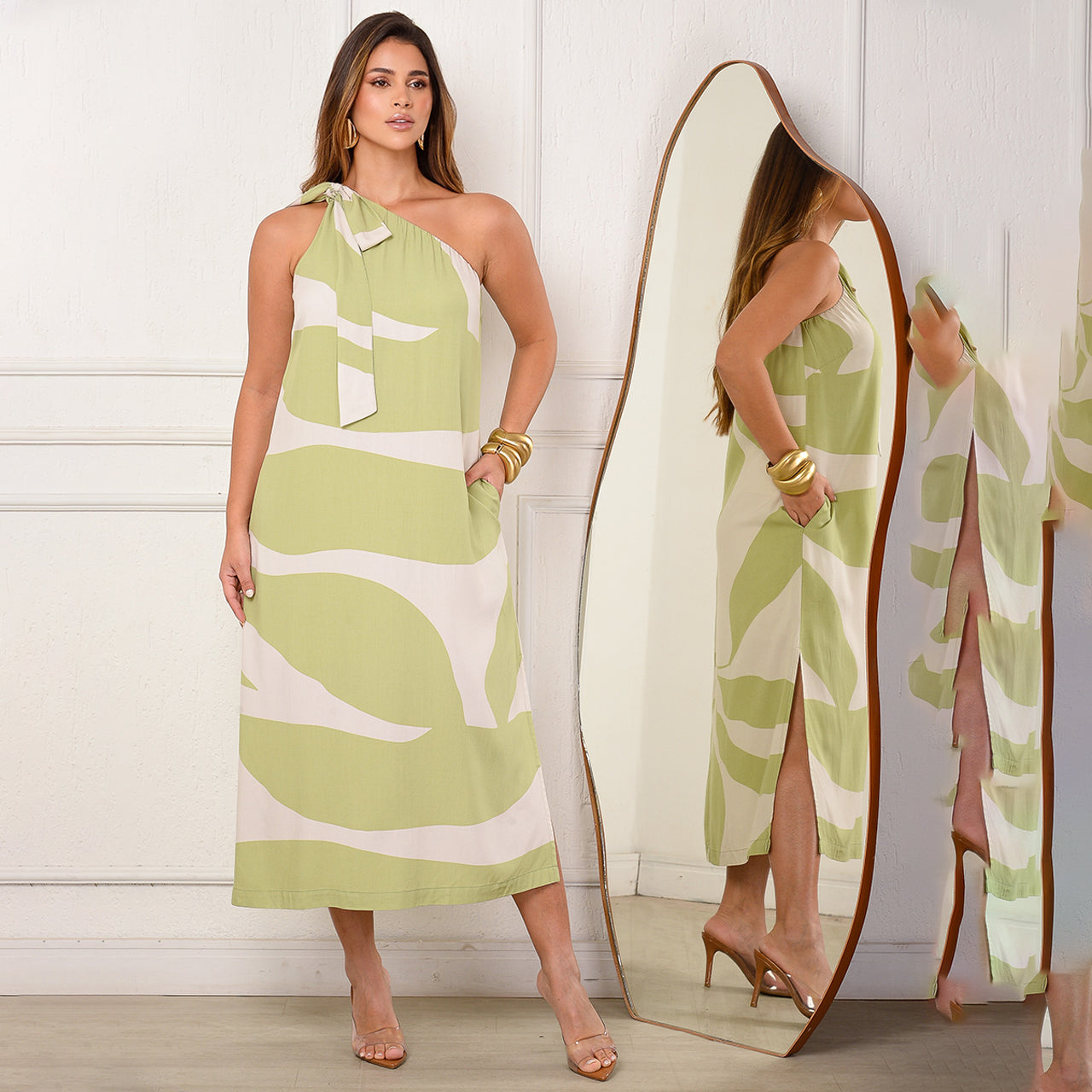 Vestido Midi Ombro Só BBonnie Leticia Estampados