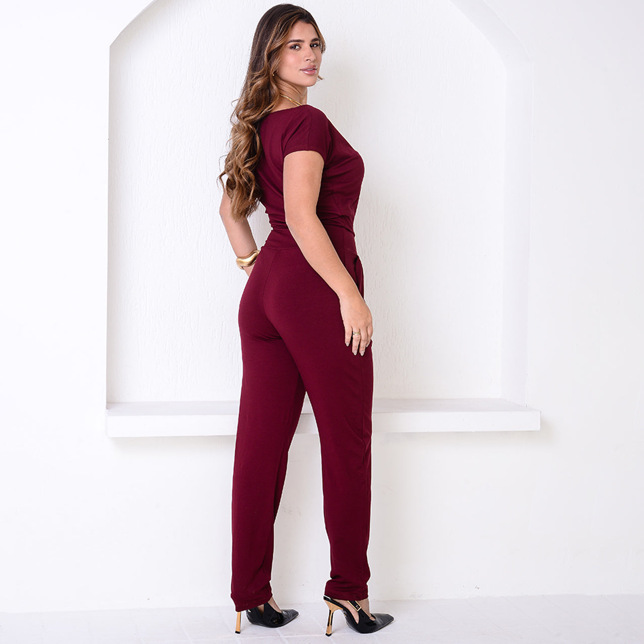 Macacão Longo M/C Decote Canoa  BBonnie Mel