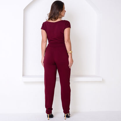 Macacão Longo M/C Decote Canoa  BBonnie Mel