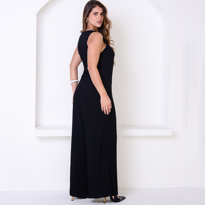 Macacão Pantalona Decote V  BBonnie Bianca Bege