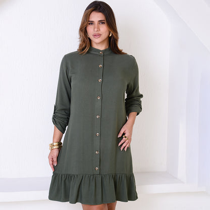 Vestido Chemise Botões M/C BBonnie Rebeca Marrom