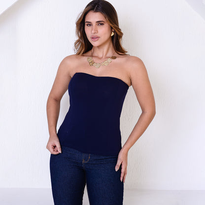 Blusa Tomara que Caia com Bojo BBonnie Cristal Azul Marinho