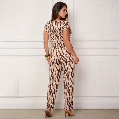 Macacão Longo M/C Decote Canoa  BBonnie Mel Estampados