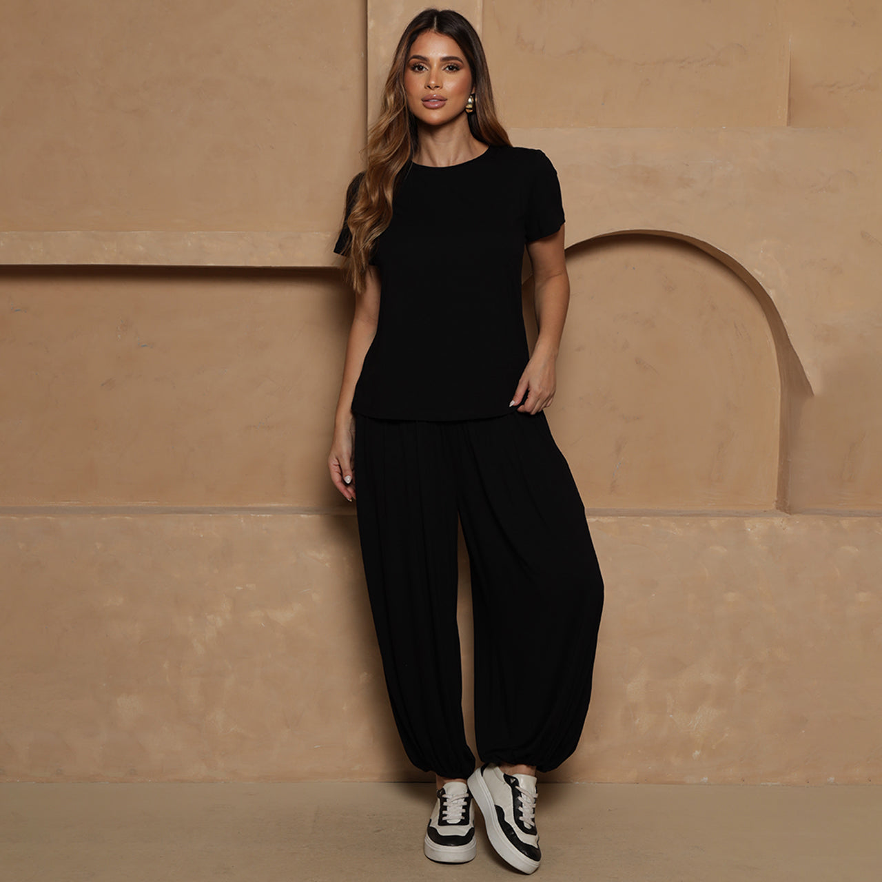 Conjunto Jasmine BBonnie – Blusa e Calça Aladim Marrom B'Bonnie