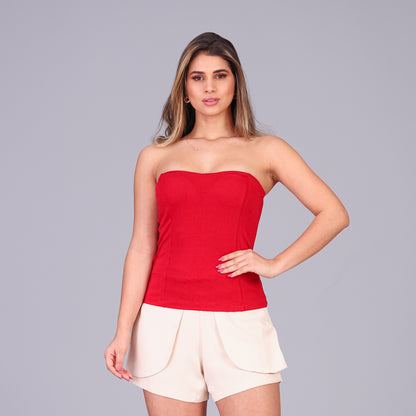 Blusa Tomara que Caia com Bojo BBonnie Cristal Vermelho